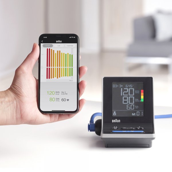 Intelligentes Braun ExactFit™ 5 Connect Blutdruckmessgerät (klinische Genauigkeit, Bluetooth, Erkennung eines unregelmäßigen Herzschlags, einfaches Ablesen) BUA6350EU